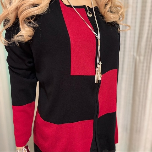 Exclusively Misook Designer Red and Black Blazer New Without Tags Size Large - Picture 10 of 10